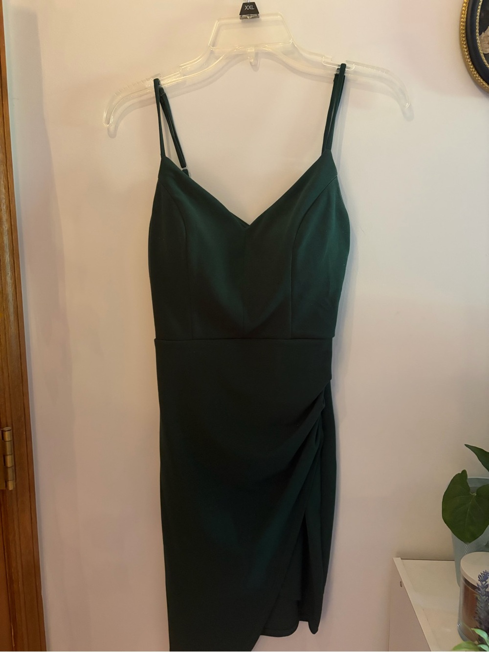 Emerald Sundae dark green mini slit dress